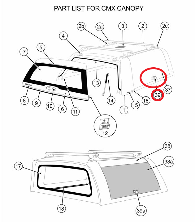 ALPHA CMX Canopy Side Lift Up Side Door Window lock Handle Locks Hardtop