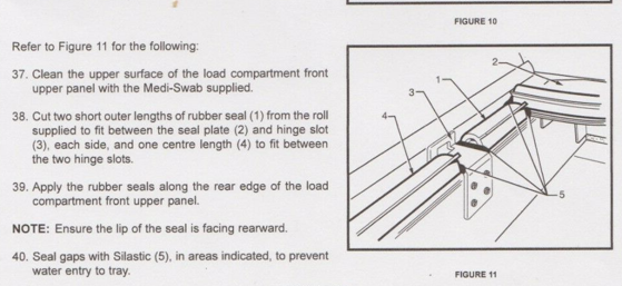 VU VY VZ Commodore Ute Lid Female 4 Hole Hinge Slots & Seal for Carpeted Fibreglass Lids SET-B Hinges & Seal & Screws