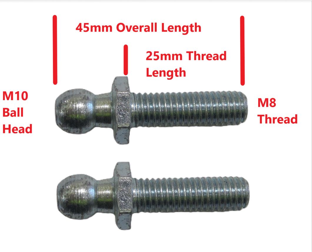 VU VY VZ VE VF Commodore Long M8 Threaded - M10 Ball Head * Gas Strut Bracket - Balls Mounts Ute Lid