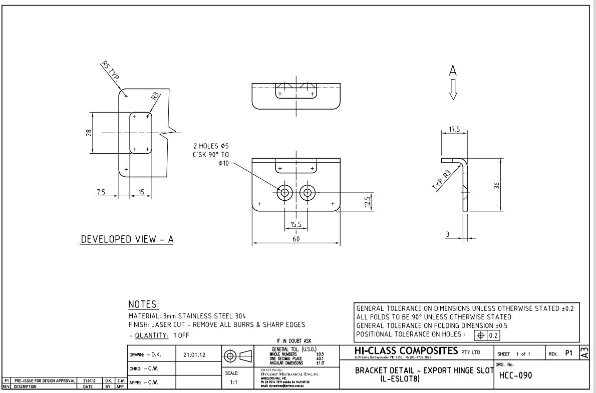 RA RC Rodeo Colorado Ute Lid Hinge Slots FEMALE for Carpeted Fibreglass Lids SET-B Hinges & Seal & Screws