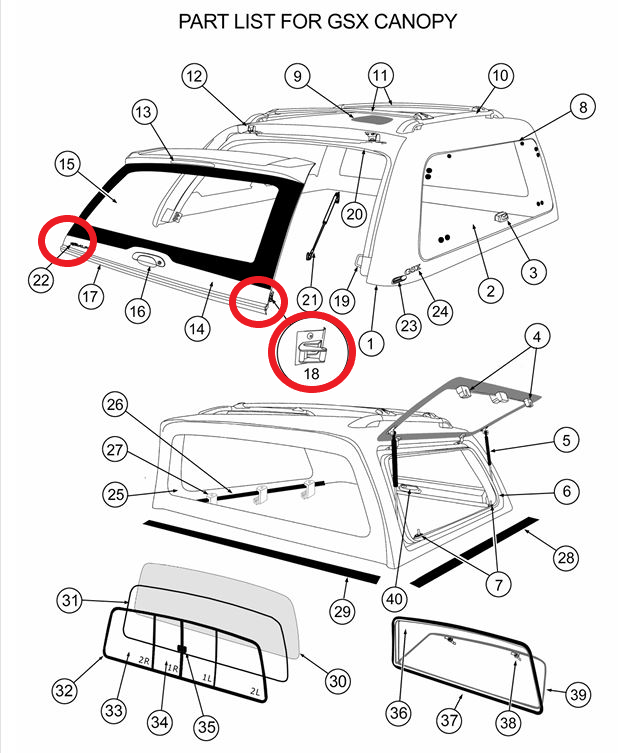 ALPHA GSX Canopy Rear Window Wing Lock Latch Back Door Locking Hardtop