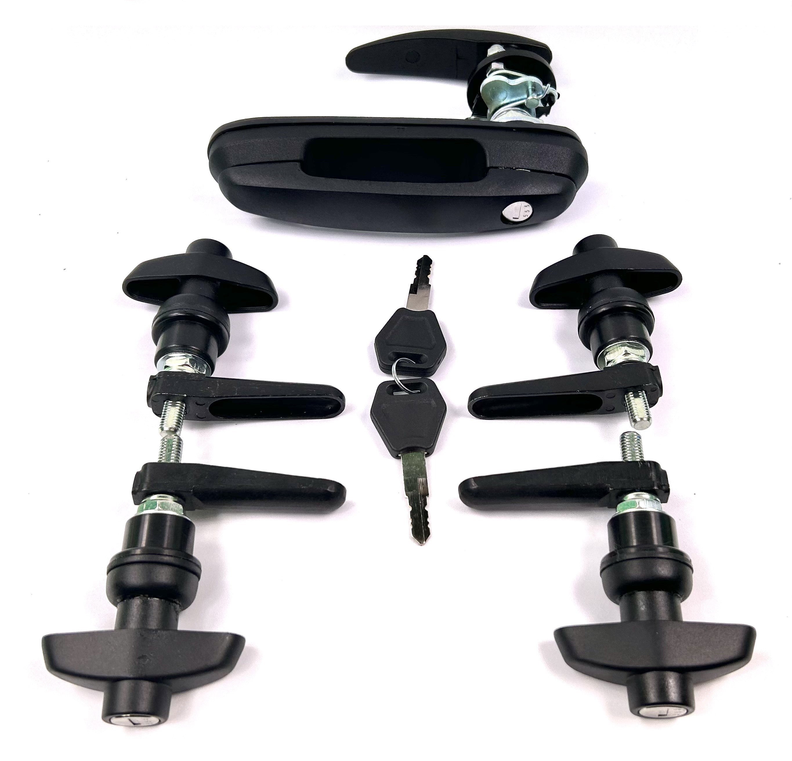Flexiglass FlexiCombo FlexiTrade Canopy Rear Window T Handle & 4 Side Window Long Shaft Locks 22mm Hole Size All Same key