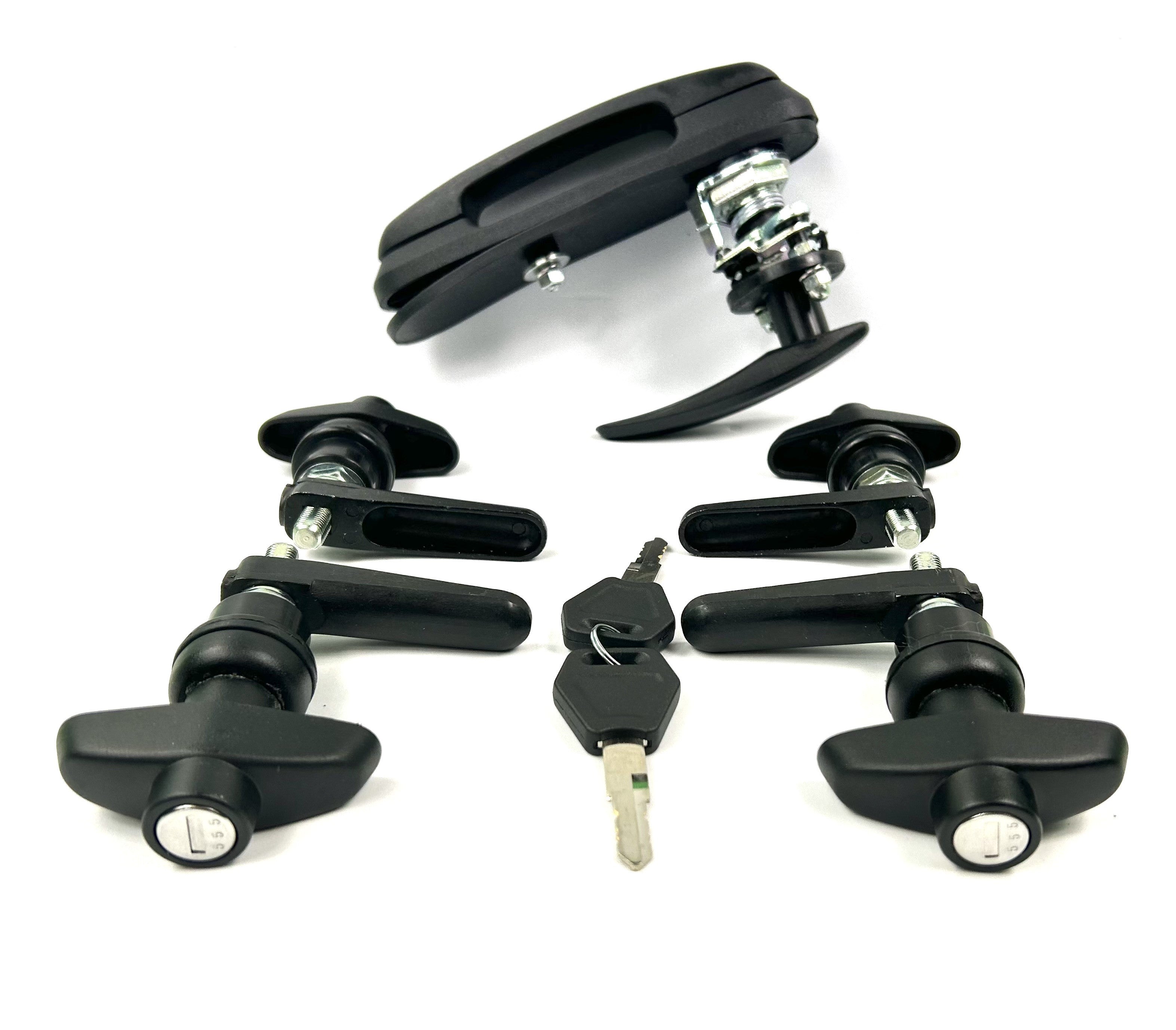 Aeroklas Canopy Rear Window T Handle & 4 Side Window Long Shaft Locks 22mm Hole Size All Same key