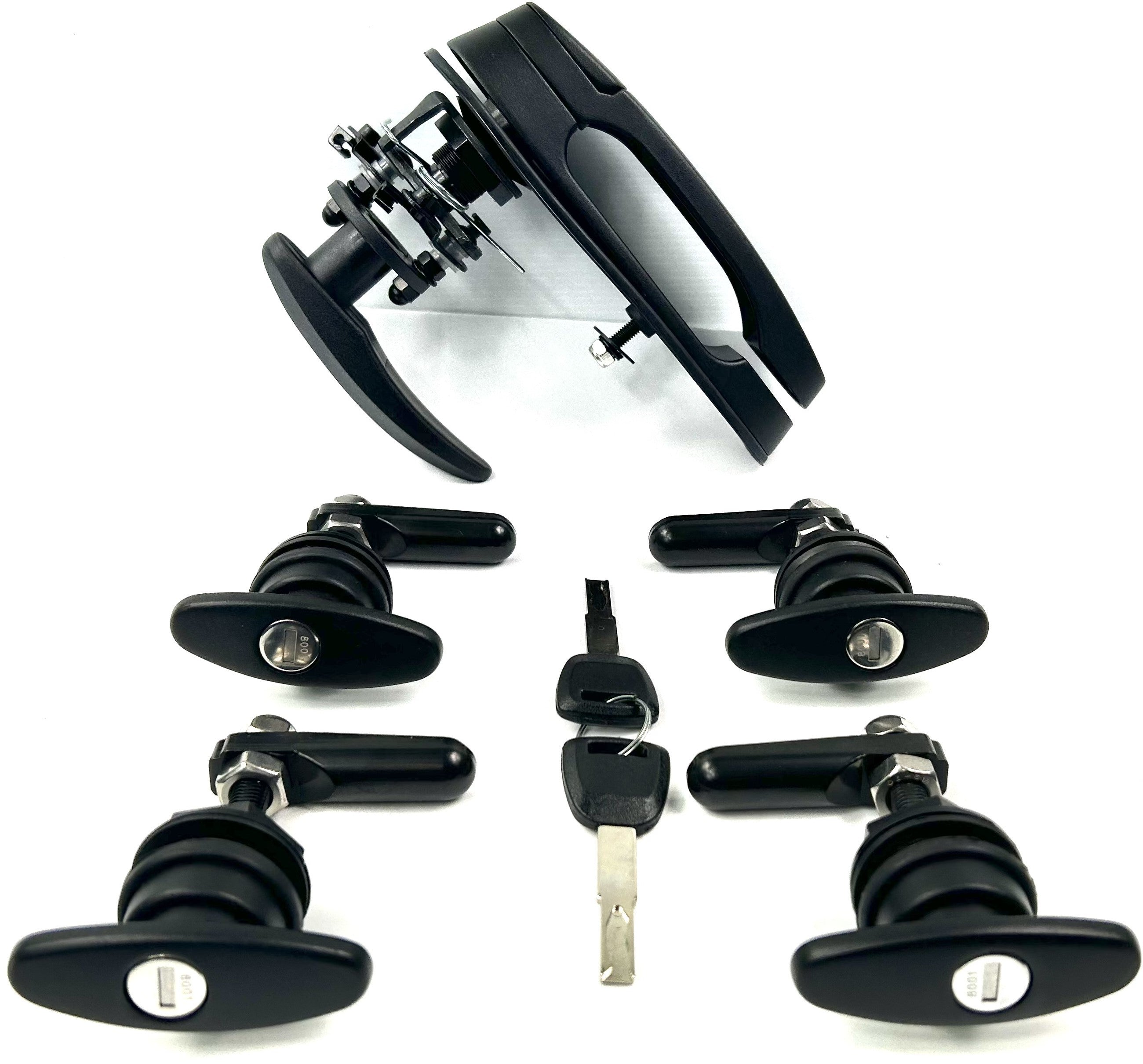 Flexiglass EDGE Canopy Replacement Rear Window T Handle & 4 Side Window Locks 28-32mm Hole Size All Same key