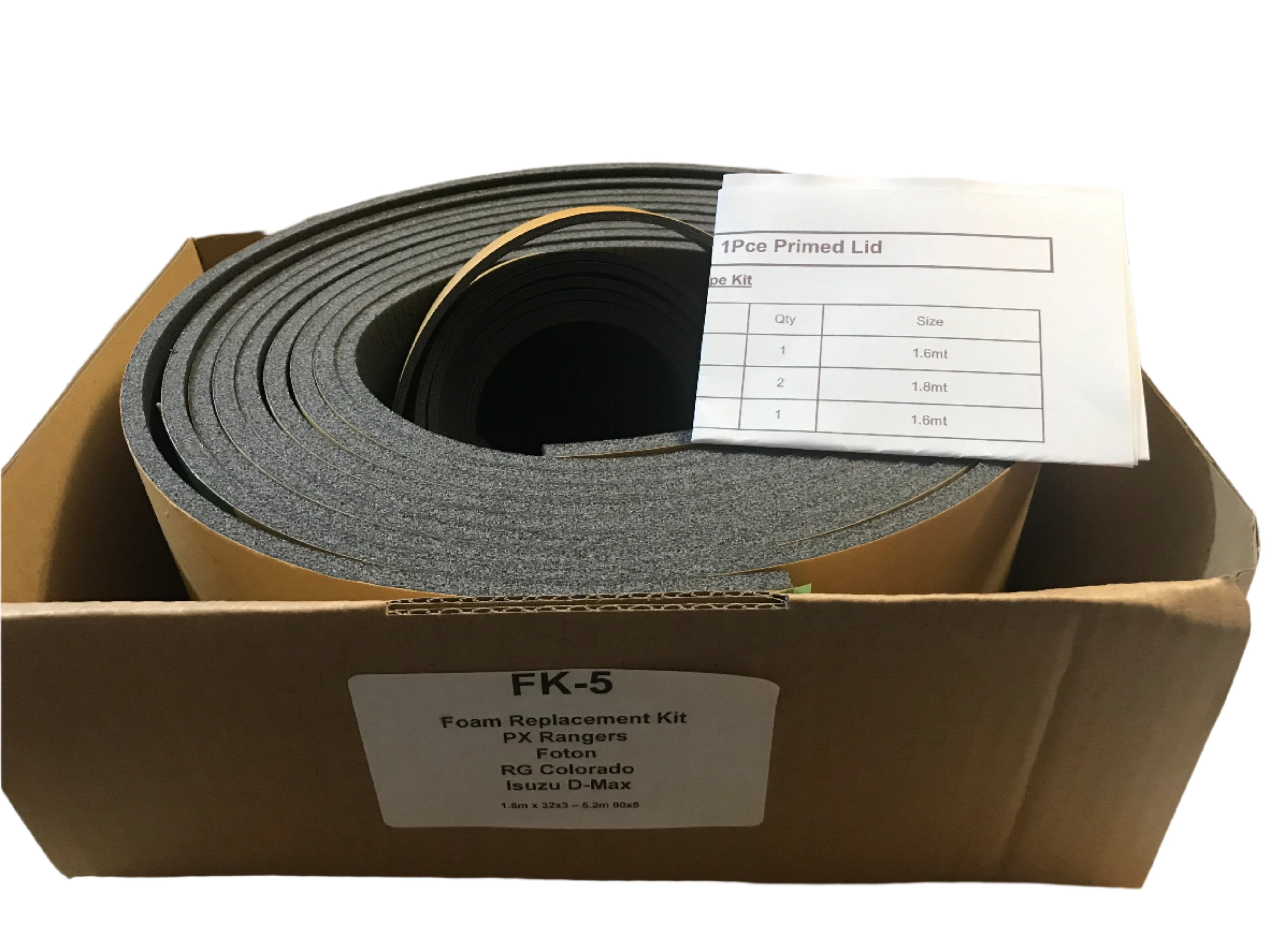 RG Colorado 1P Ute Lid Foam Tape Replacement Sealing Kit For Fibreglass Lids with Carpet Underneath