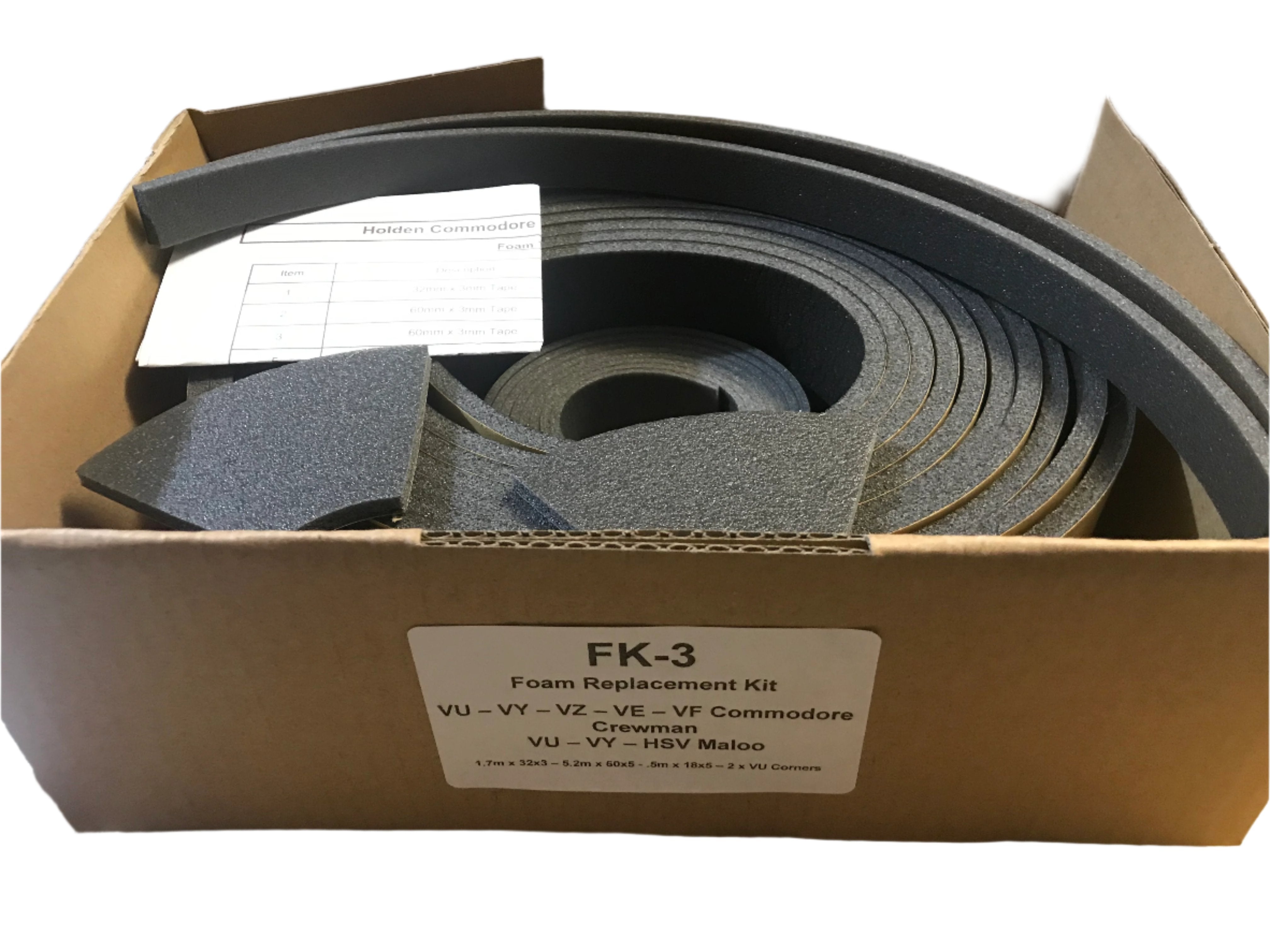 VU VY VZ Commodore Ute Lid Complete Resealing Kit Foam Tape Sealing For Fibreglass Lids with Carpet Underneath
