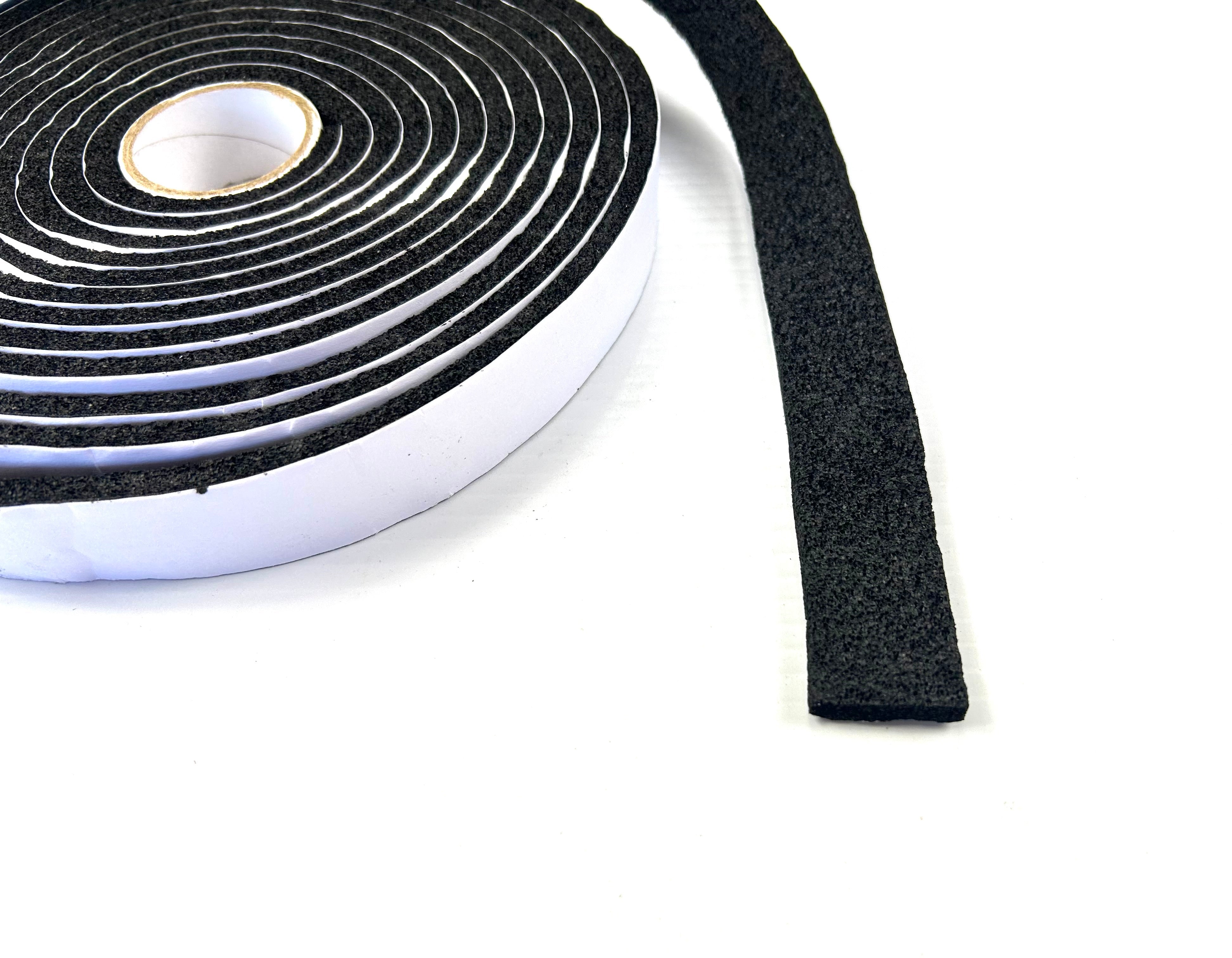 Roll of black foam tape for a canopy sealing on a white background