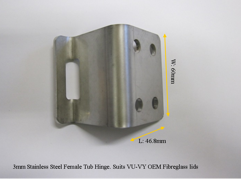 Crewman Holden Ute Lid Female 4 Hole Hinge Slots for Carpeted Fibreglass Lids SET-A Hinges & Screws