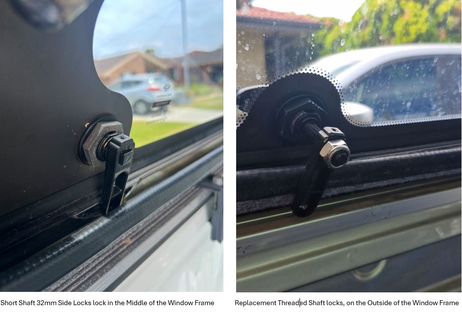 Flexiglass EDGE Canopy Replacement Rear Window T Handle & 2 Side Window Locks 28-32mm Hole Size All Same key