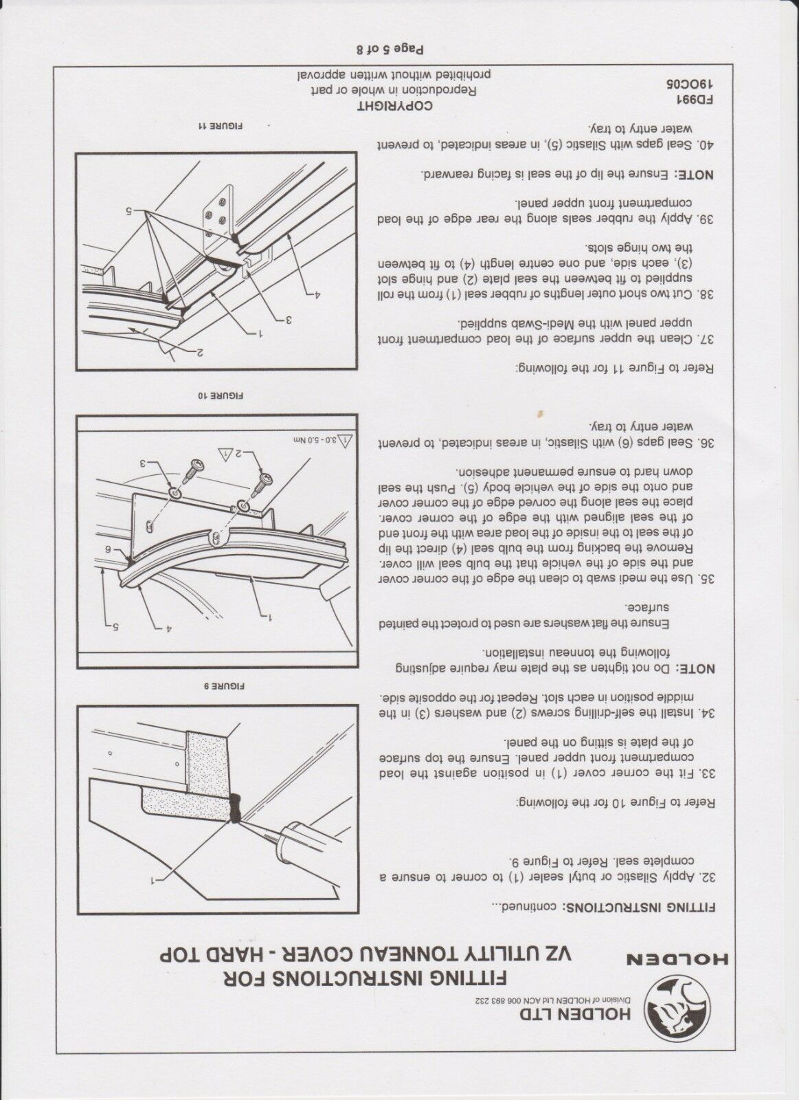 Crewman Holden Ute Lid Female 4 Hole Hinge Slots for Carpeted Fibreglass Lids SET-A Hinges & Screws